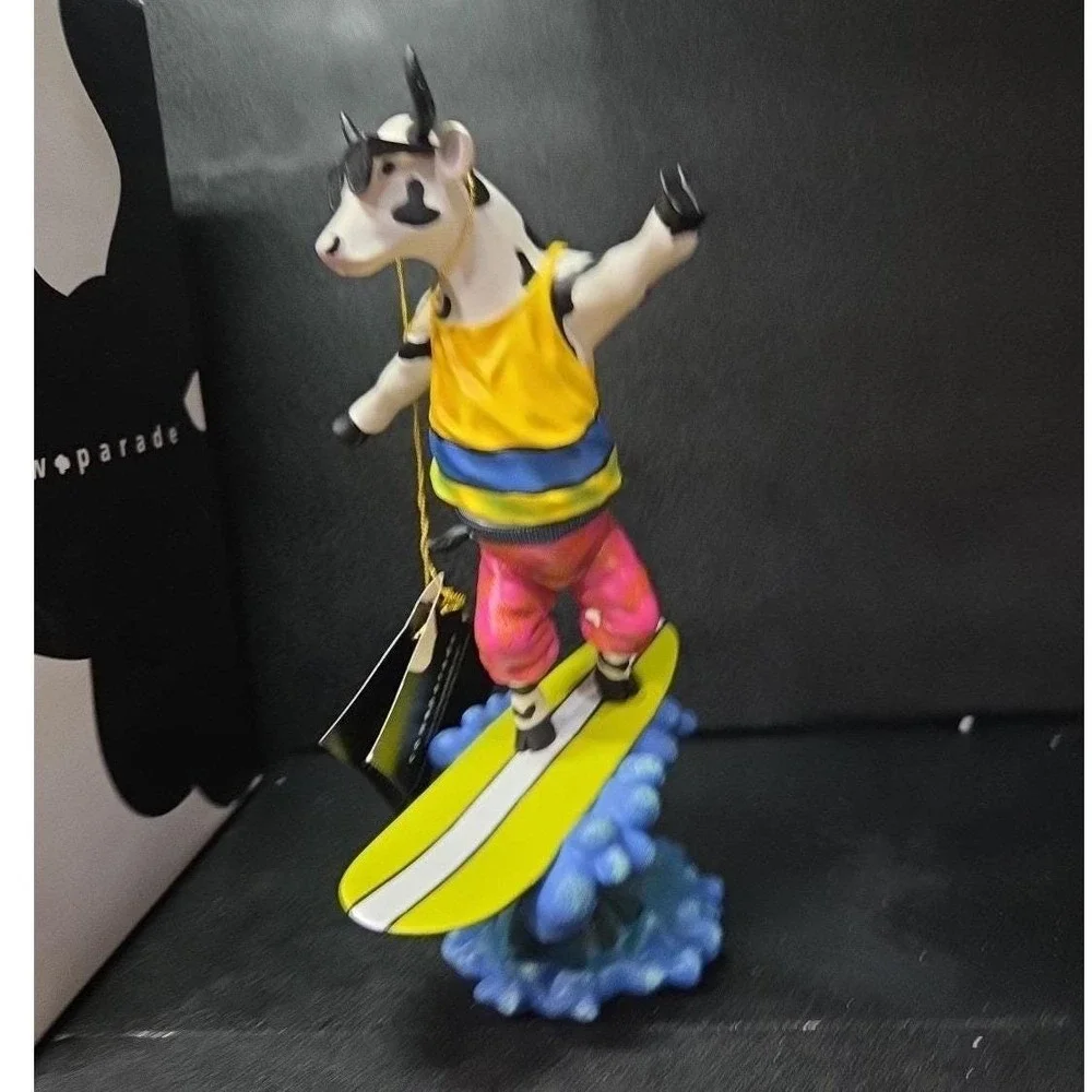 Cow Parade Cowabunga Surfer Cow Figurine, Westland Giftware, #7253, Box & Tag